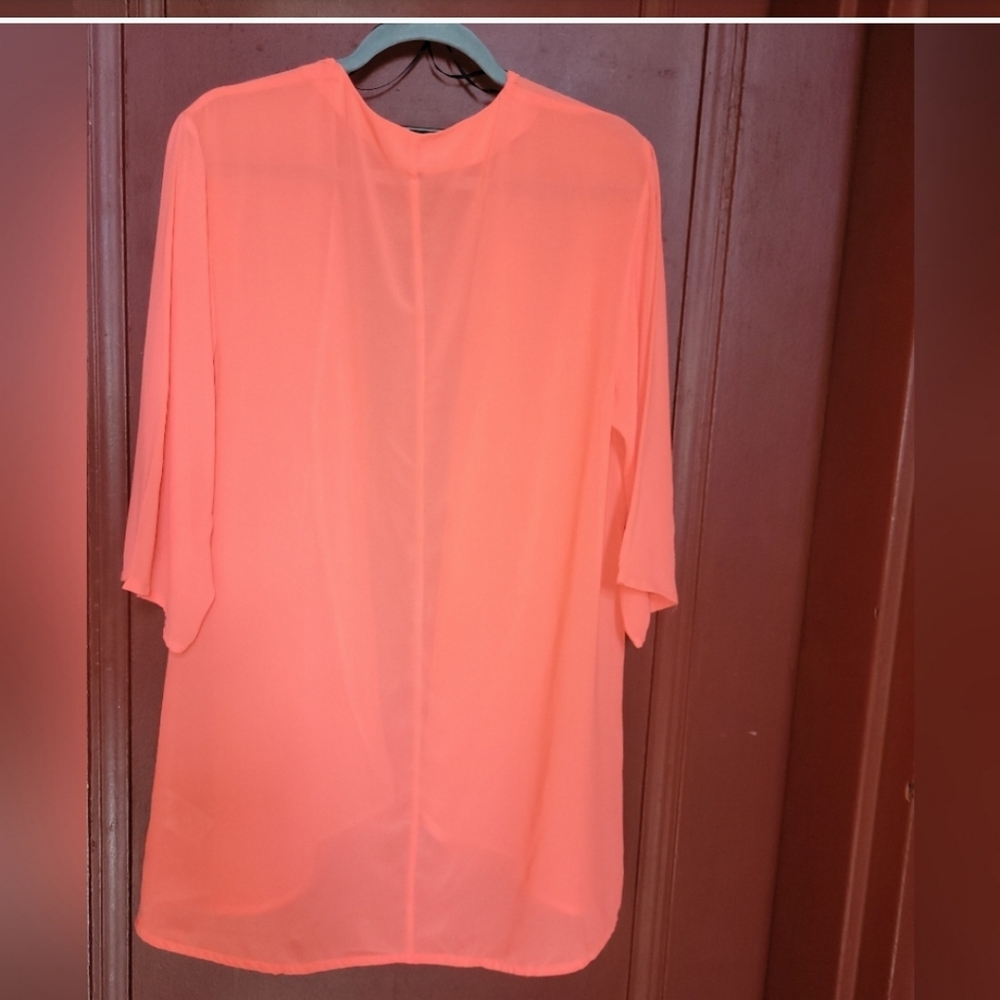 H&M DIVIDED ORANGE OPEN FRONT SHEER CARDIGAN SIZE 12